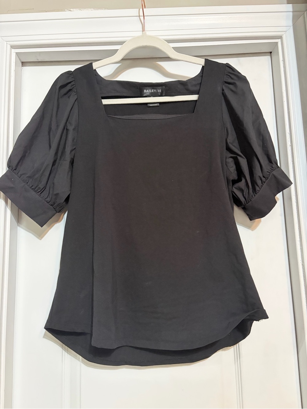 Bailey 44 Black Square Neck Puff Sleeve Blouse